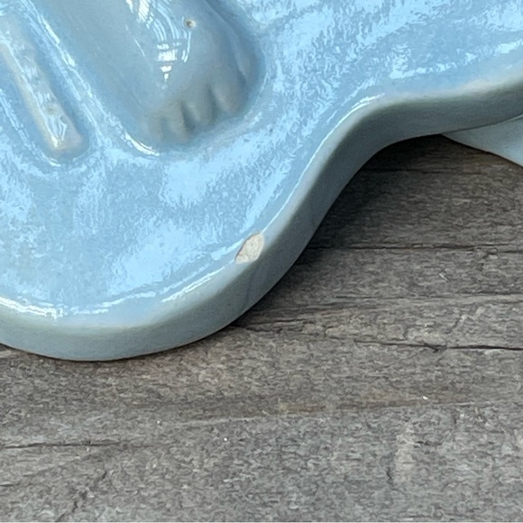 Vintage Blue Ceramic Baby and Guitar Dish or Indoor Planter - Picture 7 of 13